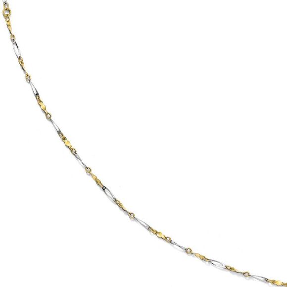 10k Two Tone Gold Polished 2.5mm Fancy Link Anklet, 9-10 Inch - Picture 1 of 4
